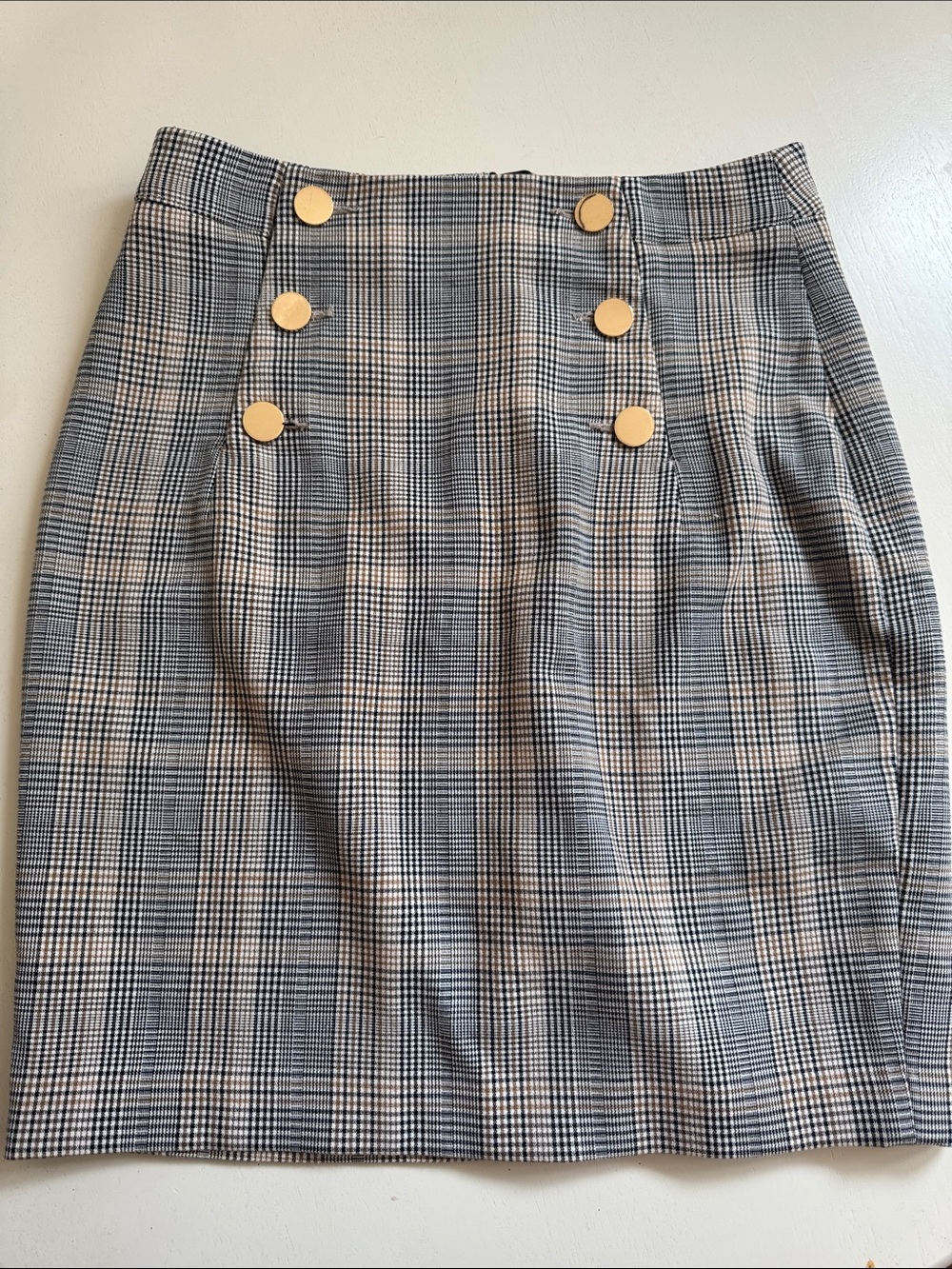 H&M Brown Plaid Button-Front High Waist Mini Skirt Size 4